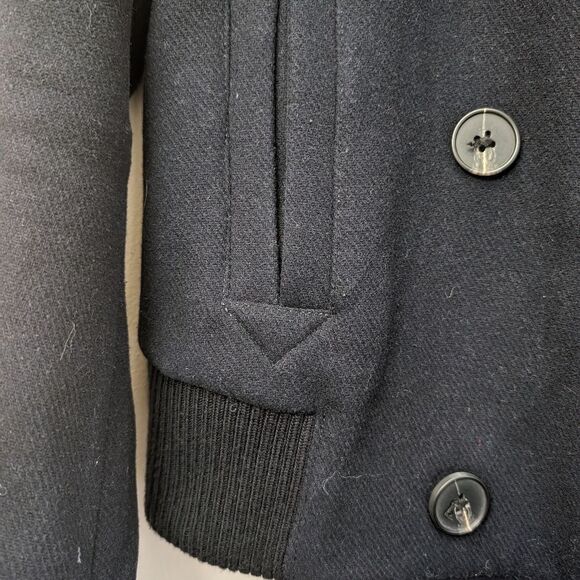 Gap thick Wool blend double breasted bomber coat Indigo Blue sz M bell s… - Picture 7 of 12